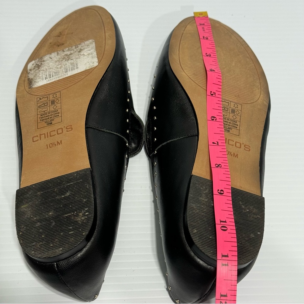 Chicos Black Studded Leather Loafers Size 10 1/2 - Picture 12 of 12